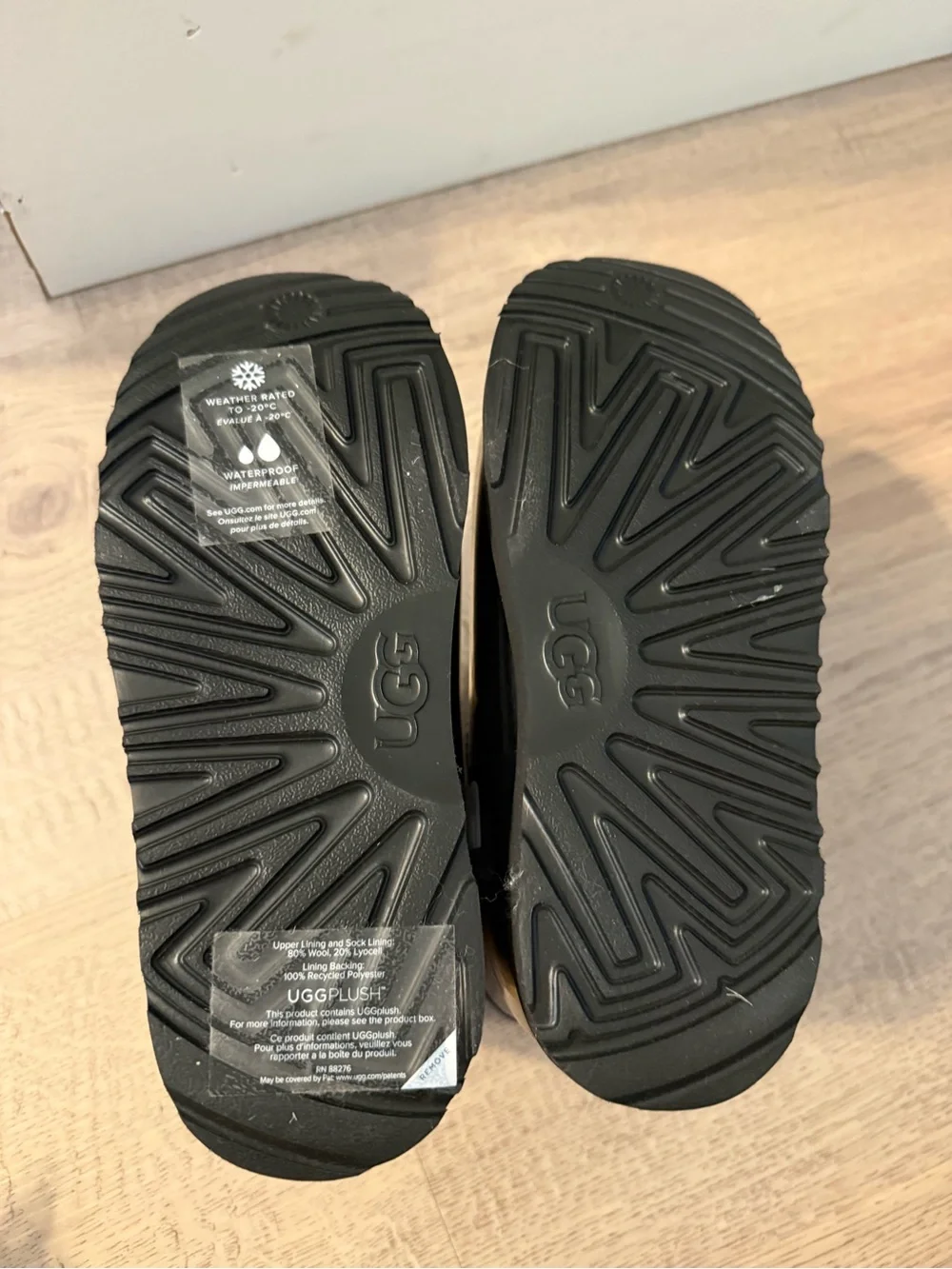 UGG Kids Black Gloss Short Rain Boots with White Logo